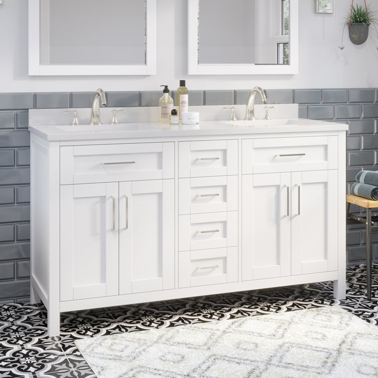 Latitude Run® Boise 60 In. Double Sink Bathroom Vanity In White
